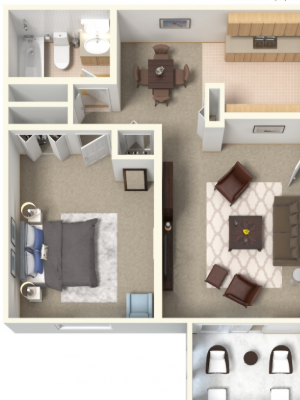 One Bedroom One Bath - Downstairs